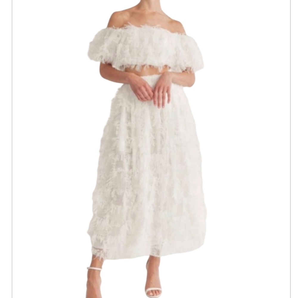 White Ruffled Tulle Two Piece - Picture 6 of 6